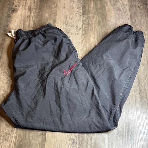 Nike Pants - Nike 90’s  Black Track Pants with Pink Logo